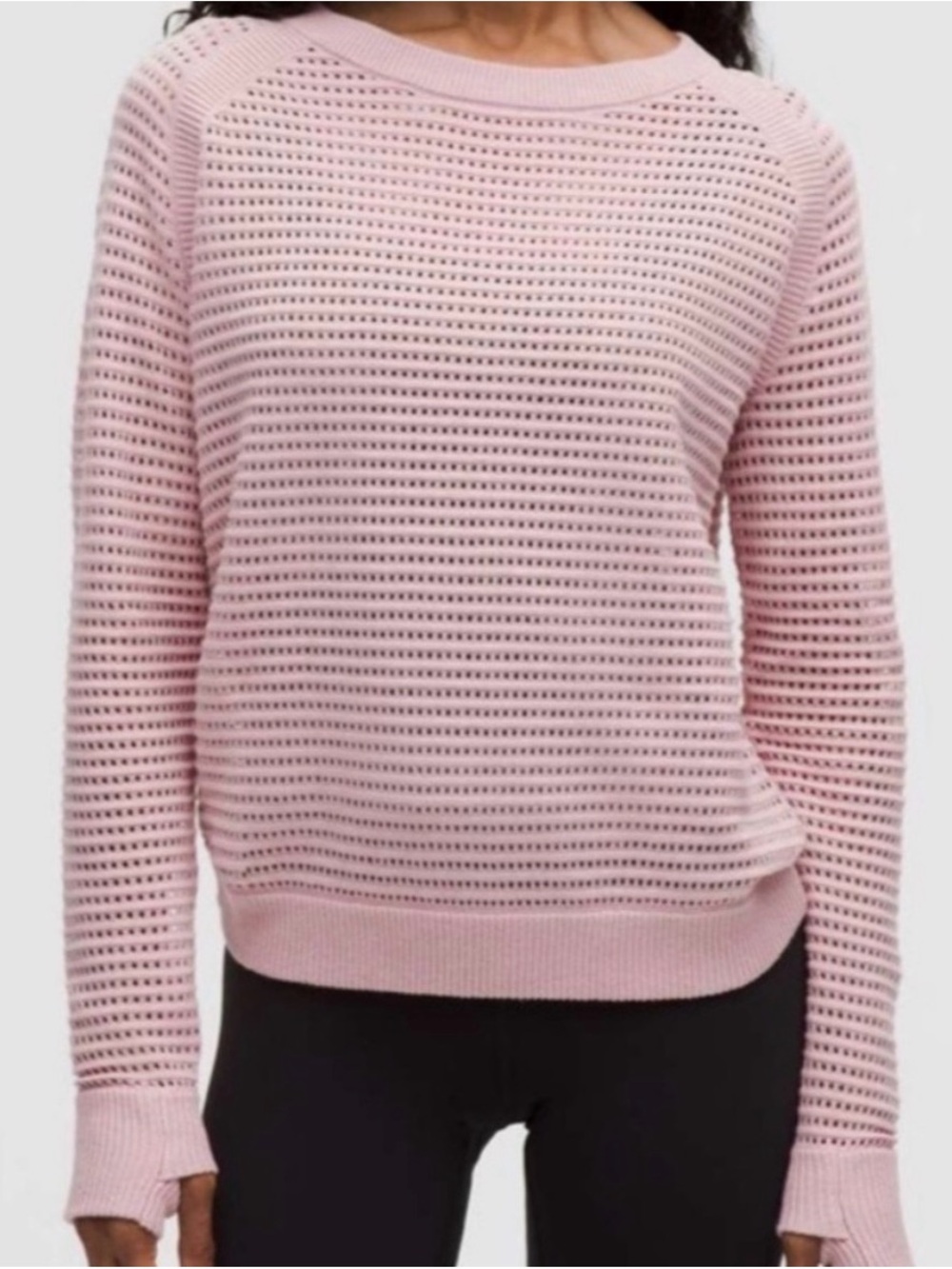 Lululemon Pointelle-Knit Cotton Sweater Pink Haze Size Small
